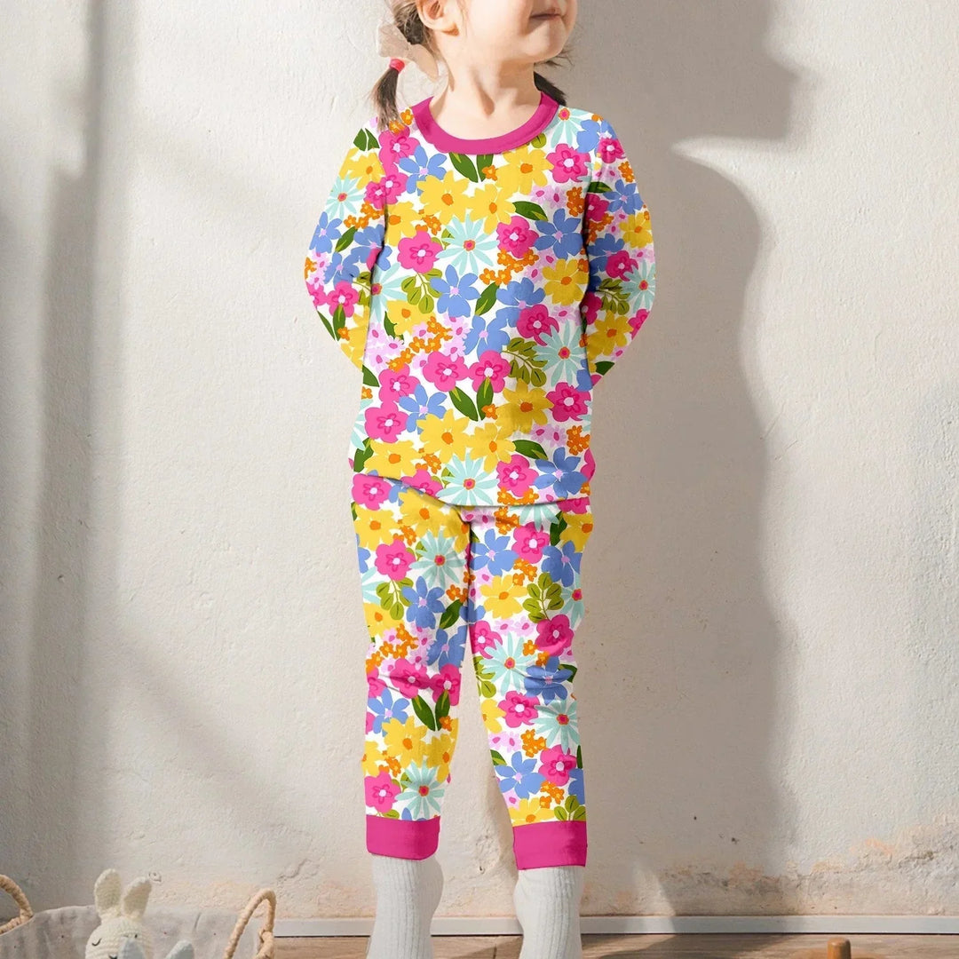 Summer Flowers Two Piece Long Sleeve Pajama Set , Summer Flowers Two Piece Long Sleeve Pajama Set - 12-18M