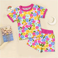 Summer Flowers Two Piece Short Sleeve Shorts Pajama Set , Summer Flowers Two Piece Short Sleeve Shorts Pajama Set - 12-18M