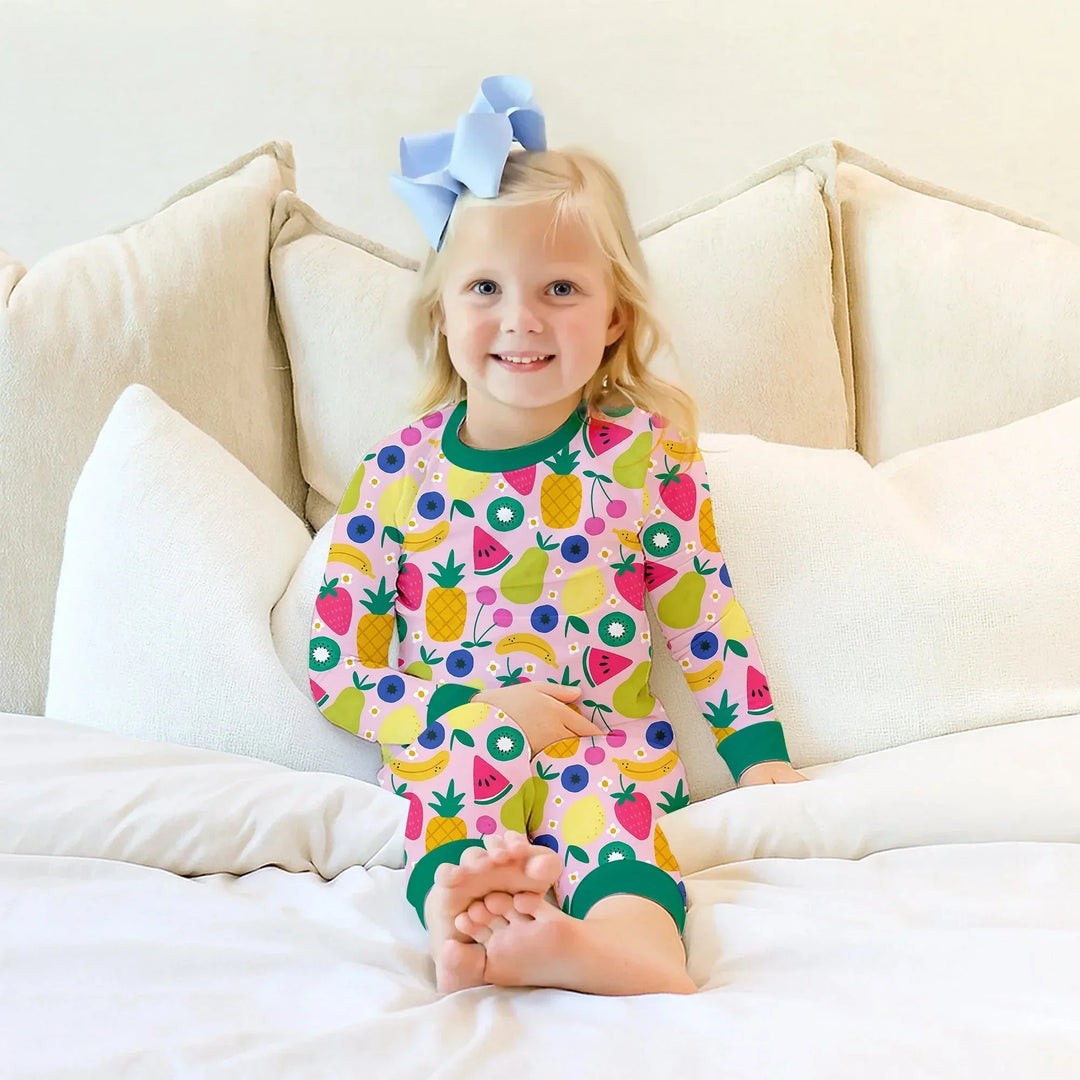 Summer Fruits Two Piece Long Sleeve Pajama Set , Summer Fruits Two Piece Long Sleeve Pajama Set - 12-18M