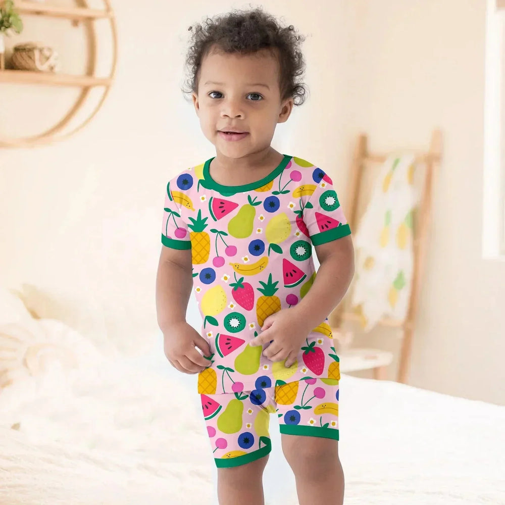 Summer Fruits Two Piece Short Sleeve Shorts Pajama Set , Summer Fruits Two Piece Short Sleeve Shorts Pajama Set - 12-18M