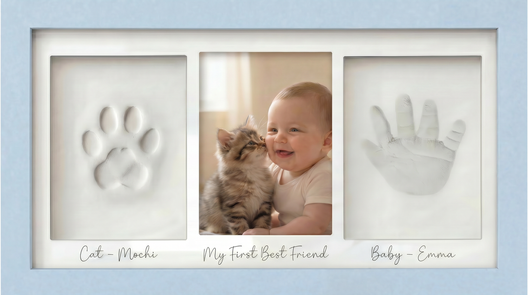 Baby Handprint and Cat Paw Print Frame