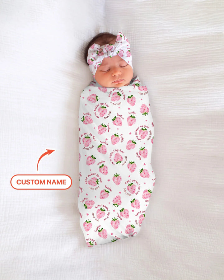 Hand Picked By God Custom Name swaddle blanket