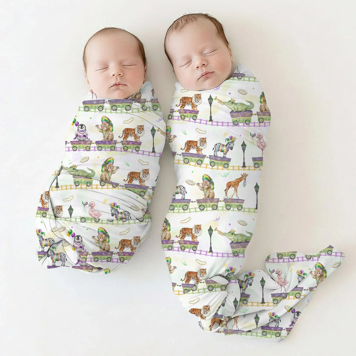 Mardi Gras Jungle Krewe Bamboo Swaddle Blanket