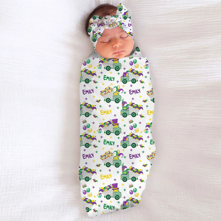 Mardi Gras Trucks Bamboo Swaddle Blanket