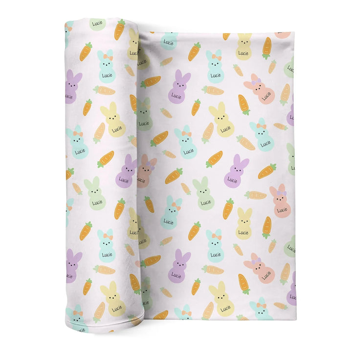 Custom Name Easter Bunny swaddle blanket
