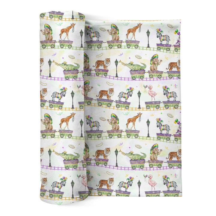 Mardi Gras Jungle Krewe Bamboo Swaddle Blanket