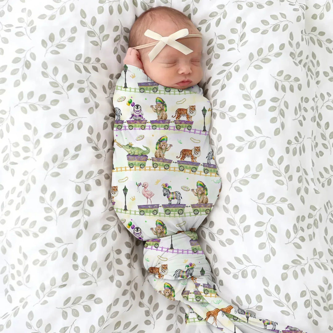 Mardi Gras Jungle Krewe Bamboo Swaddle Blanket