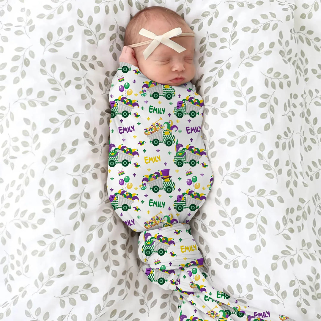 Mardi Gras Trucks Bamboo Swaddle Blanket