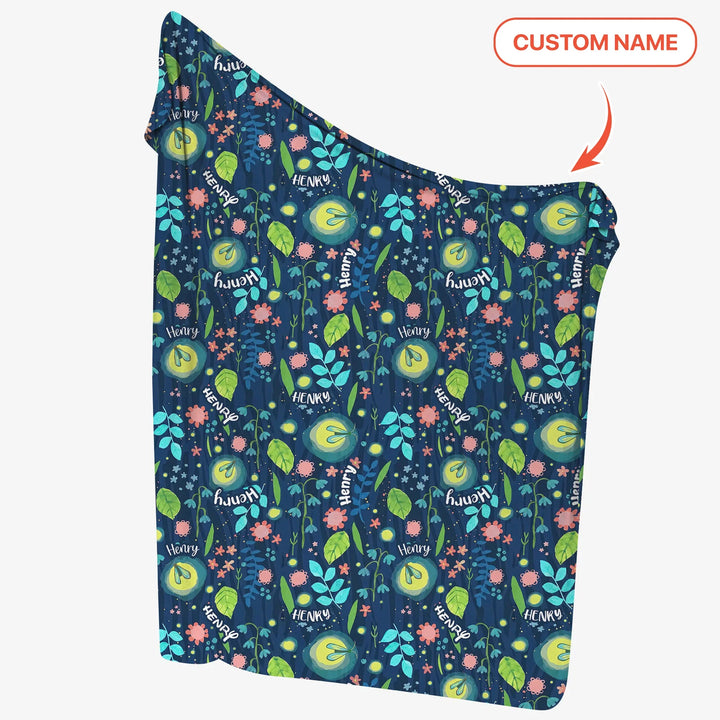 Nighttime Bugs Custom Name Bamboo Swaddle Blanket