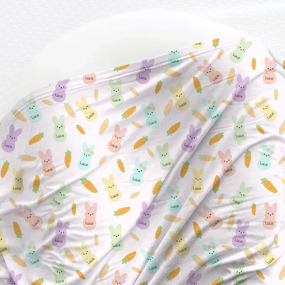 Custom Name Easter Bunny swaddle blanket