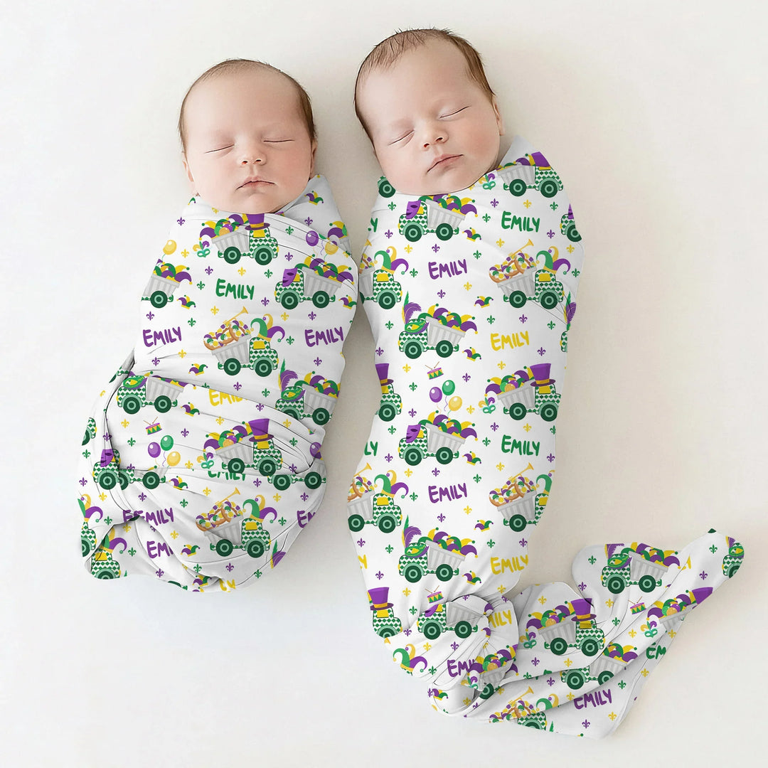 Mardi Gras Trucks Bamboo Swaddle Blanket