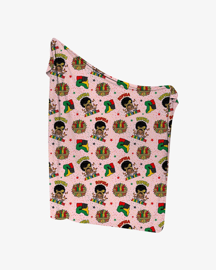 Custom Name Little Miss Juneteenth Swaddle Blanket