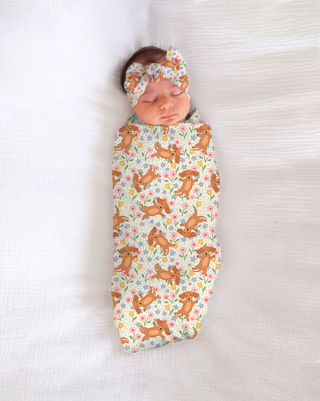 Dachshund Blooms Family Matching swaddle blanket
