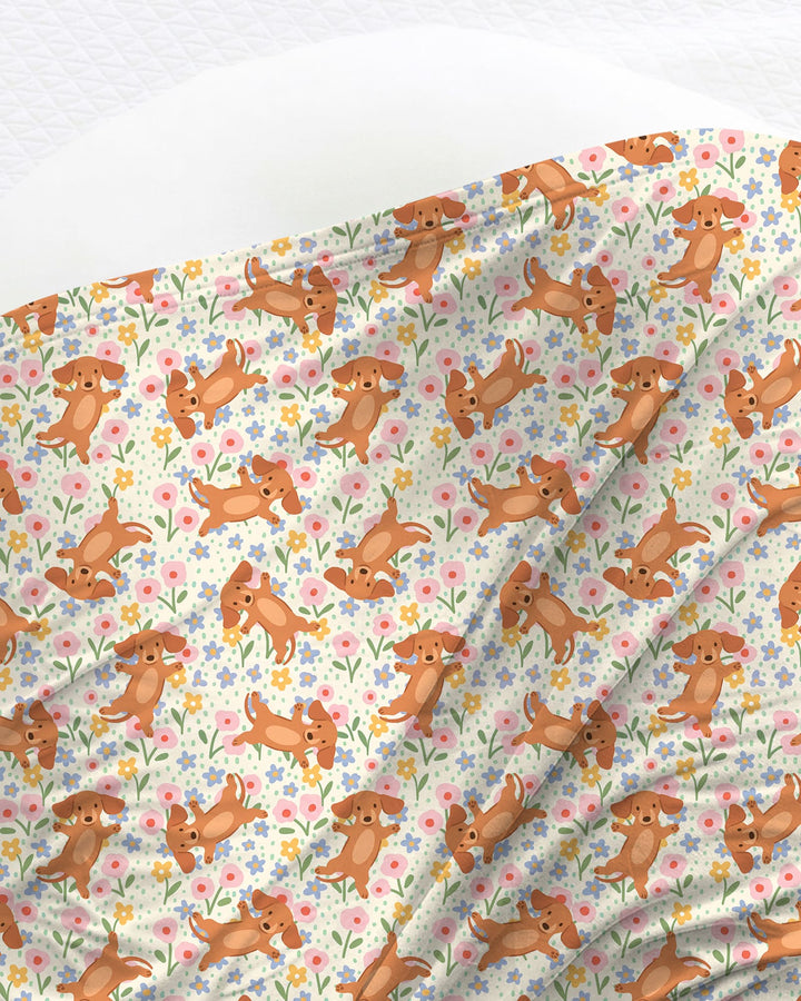 Dachshund Blooms Family Matching swaddle blanket