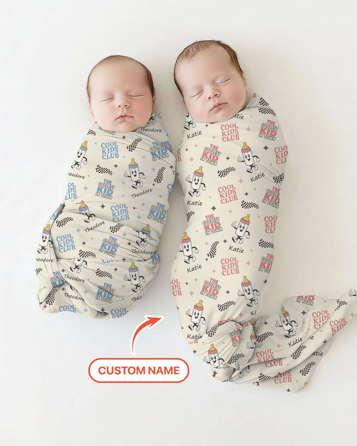 Custom Name Cool Club Daddy & Me Matching swaddle blanket