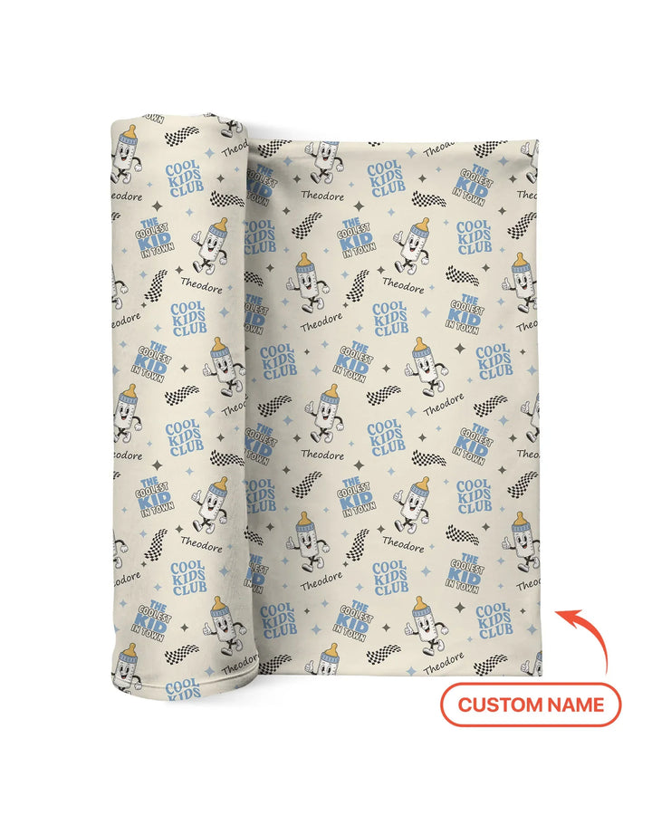 Custom Name Cool Club Daddy & Me Matching swaddle blanket