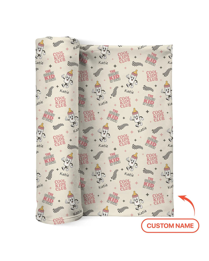 Custom Name Cool Club Daddy & Me Matching swaddle blanket