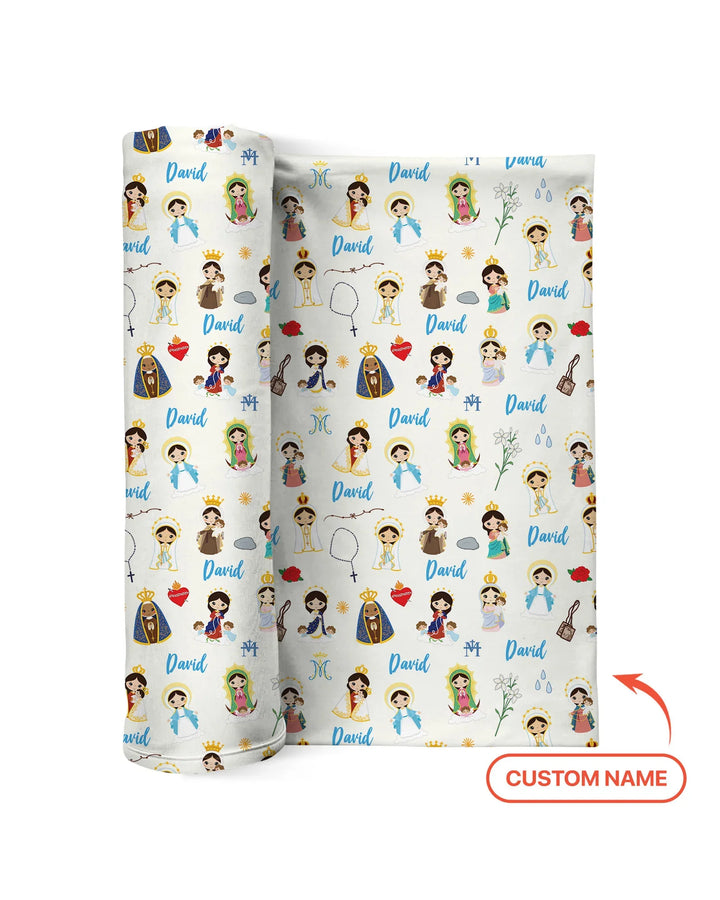 Custom Name Mother Mary swaddle blanket