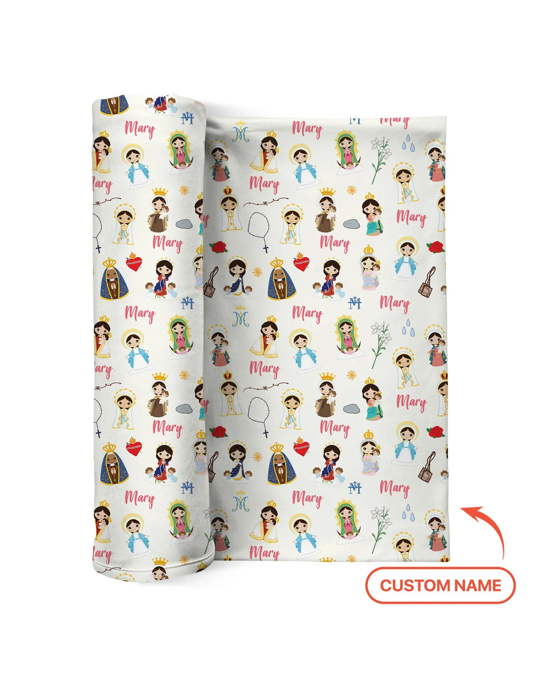 Custom Name Mother Mary swaddle blanket