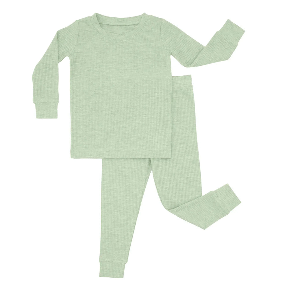 Sweet Sage Ribbed Two Piece Long Sleeve Pajama Set , Sweet Sage Ribbed Two Piece Long Sleeve Pajama Set - 12-18M