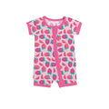 Sweet Strawberries Shorty Zippered Romper , Sweet Strawberries Shorty Zippered Romper - 0-3M