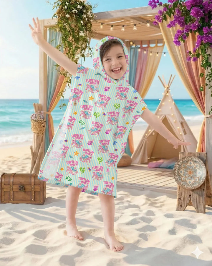 Turtley Over It Family Matching Bamboo Swim Poncho