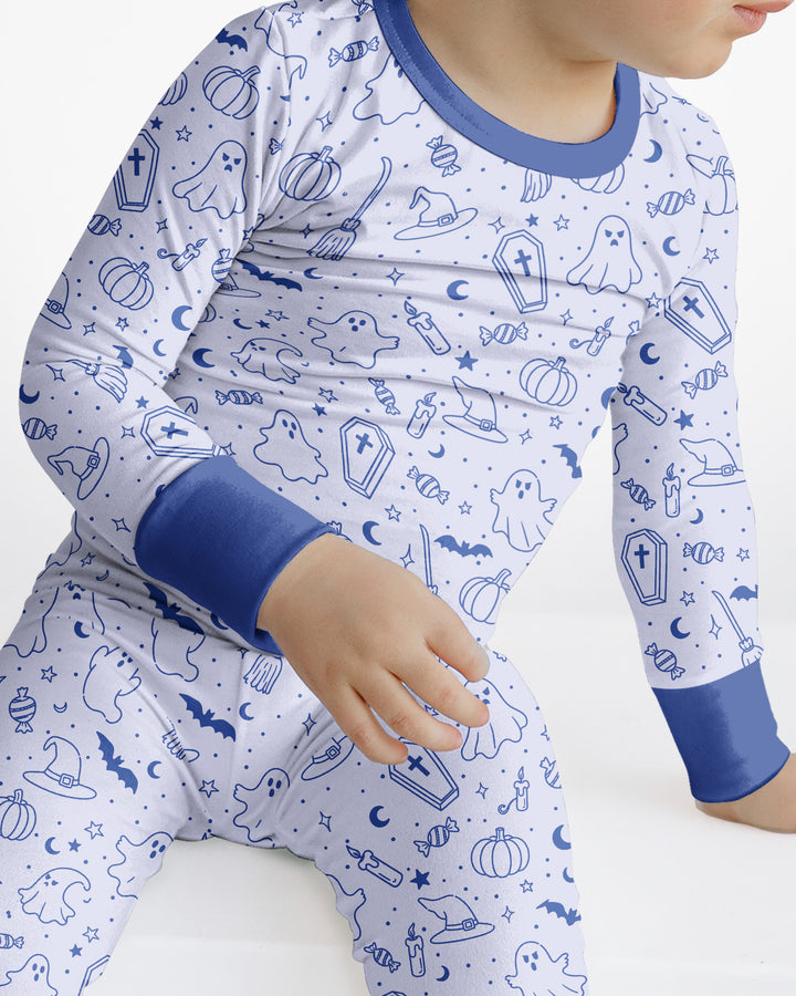 Cute Aesthetic Spooky Halloween Boo Bamboo Two Piece Long Sleeve Pajama Set
