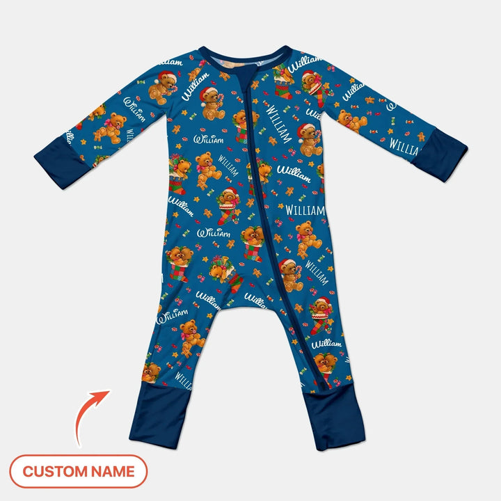 Teddy Bear Merry Christmas Custom Name Convertible Zippy , Teddy Bear Merry Christmas Custom Name Convertible Zippy - 0-3M