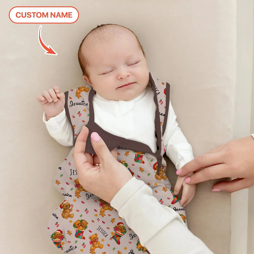 Teddy Bear Merry Christmas Custom Name Sleep Bag , Teddy Bear Merry Christmas Custom Name Sleep Bag - XS / 0.5 TOG