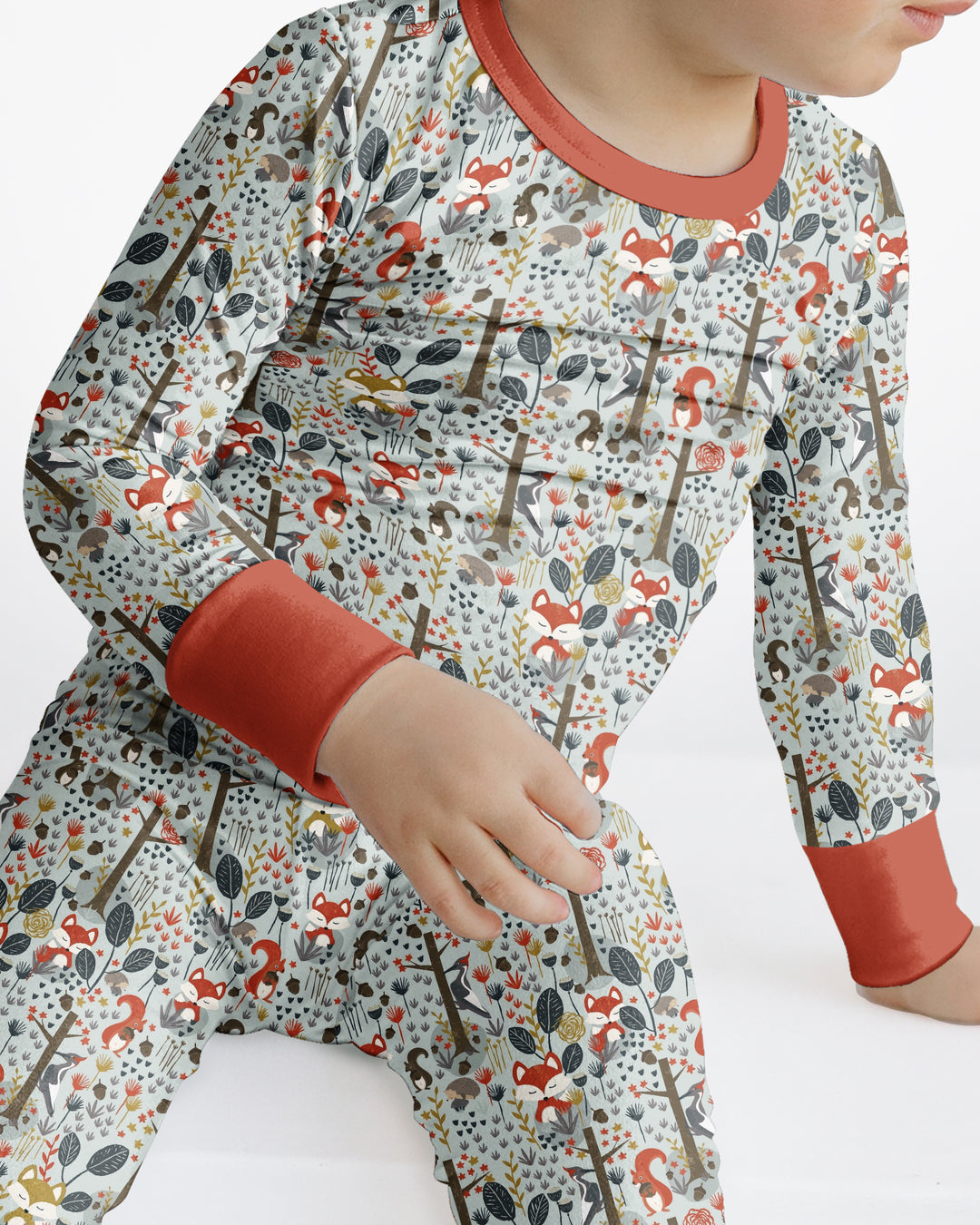 Rustic Woodland Foxes Bamboo Two Piece Long Sleeve Pajama Set