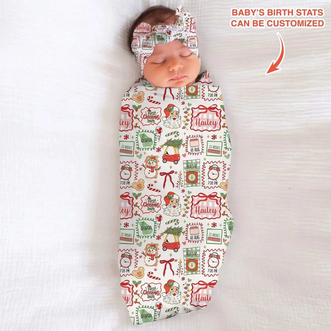 The Little Retro Dreamer First Christmas 2025 Swaddle Blanket , The Little Retro Dreamer First Christmas 2025 Swaddle Blanket - Default Title
