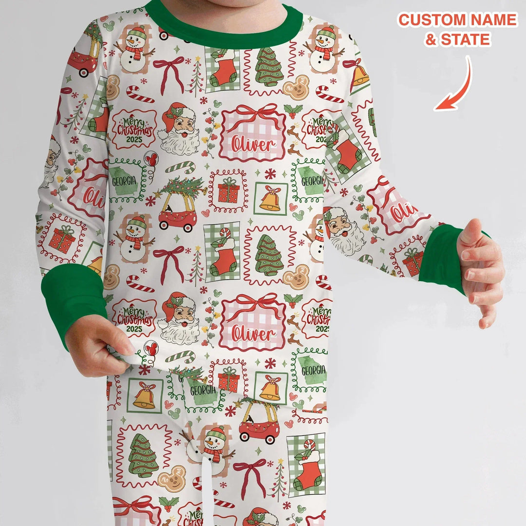 The Little Retro Dreamer Merry Christmas 2025 Two Piece Long Sleeve Pajama Set , The Little Retro Dreamer Merry Christmas 2025 Two Piece Long Sleeve Pajama Set - 12-18M