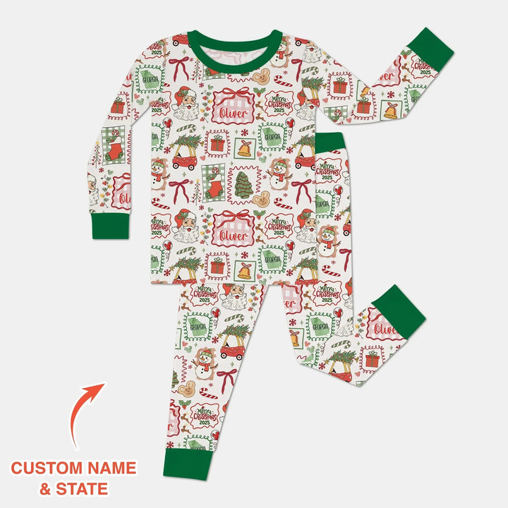 The Little Retro Dreamer Merry Christmas 2025 Two Piece Long Sleeve Pajama Set , The Little Retro Dreamer Merry Christmas 2025 Two Piece Long Sleeve Pajama Set - 12-18M
