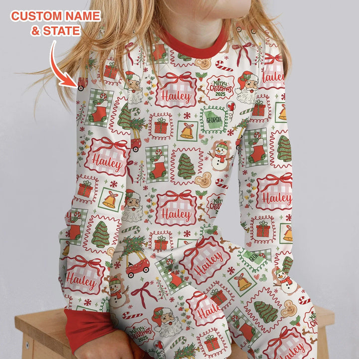 The Little Retro Dreamer Merry Christmas 2025 Two Piece Long Sleeve Pajama Set , The Little Retro Dreamer Merry Christmas 2025 Two Piece Long Sleeve Pajama Set - 12-18M