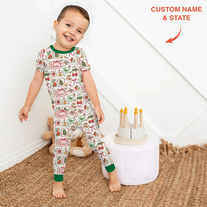 The Little Retro Dreamer Merry Christmas 2025 Two Piece Short Sleeve Pajama Set , The Little Retro Dreamer Merry Christmas 2025 Two Piece Short Sleeve Pajama Set - 12-18M