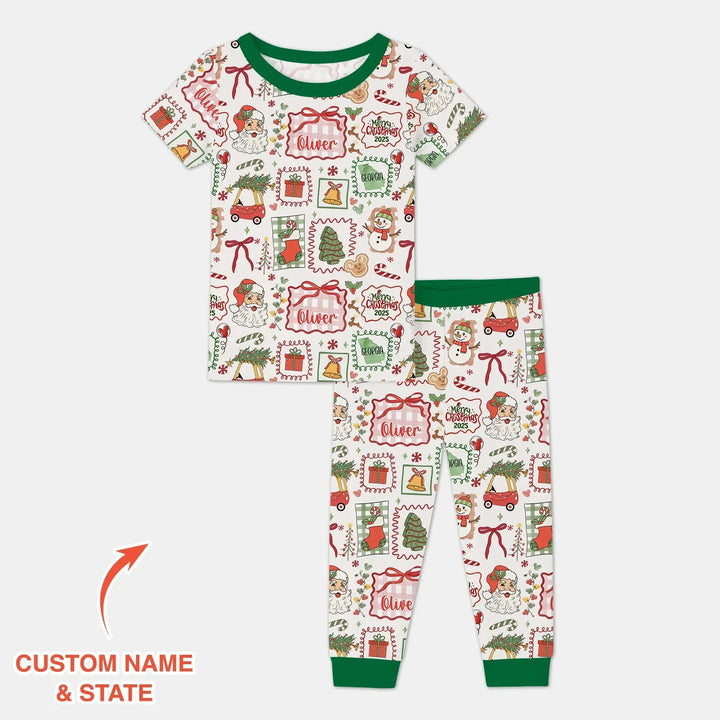 The Little Retro Dreamer Merry Christmas 2025 Two Piece Short Sleeve Pajama Set , The Little Retro Dreamer Merry Christmas 2025 Two Piece Short Sleeve Pajama Set - 12-18M