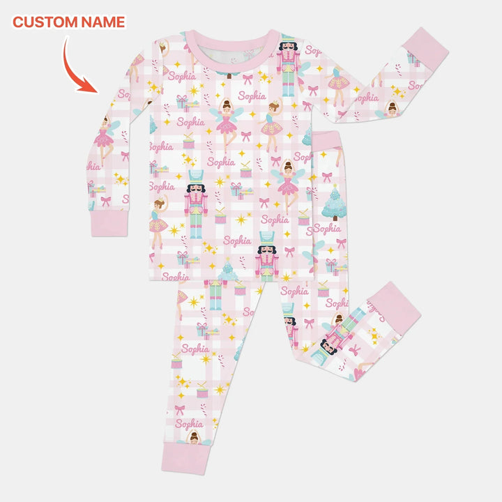 The Nutcracker Dreams Custom Name Two Piece Long Sleeve Pajama Set , The Nutcracker Dreams Custom Name Two Piece Long Sleeve Pajama Set - 12-18M