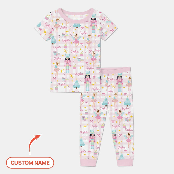 The Nutcracker Dreams Custom Name Two Piece Short Sleeve Pajama Set , The Nutcracker Dreams Custom Name Two Piece Short Sleeve Pajama Set - 12-18M