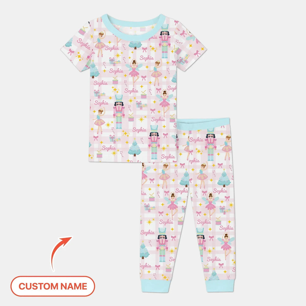 The Nutcracker Dreams Custom Name Two Piece Short Sleeve Pajama Set , The Nutcracker Dreams Custom Name Two Piece Short Sleeve Pajama Set - 12-18M