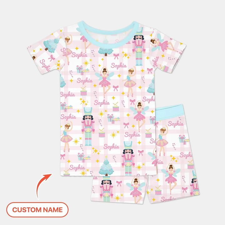 The Nutcracker Dreams Custom Name Two Piece Short Sleeve Shorts Pajama Set , The Nutcracker Dreams Custom Name Two Piece Short Sleeve Shorts Pajama Set - 12-18M