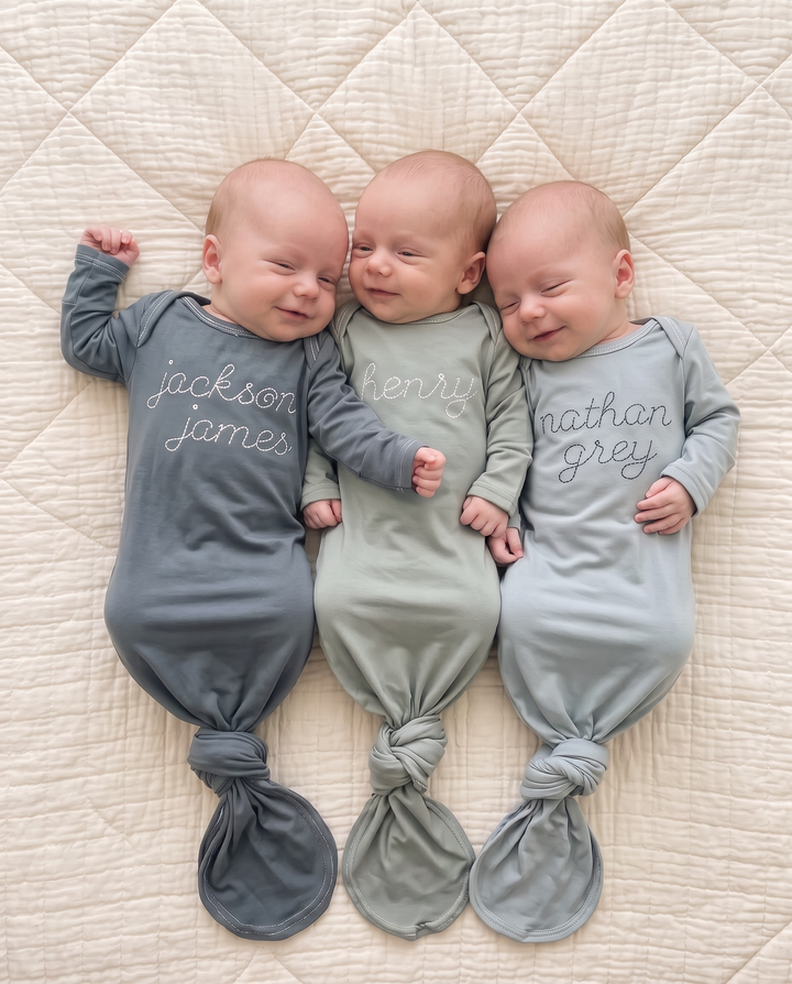 Personalized Stitched Baby Name Bamboo Knot Gown