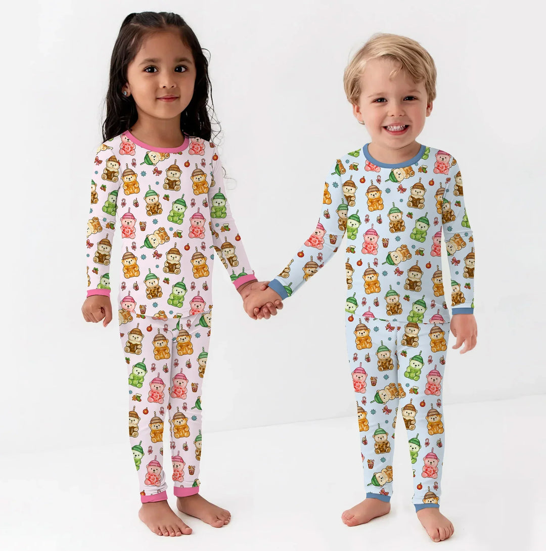 Holiday Bear Cup Bamboo Two Piece Long Sleeve Pajama Set