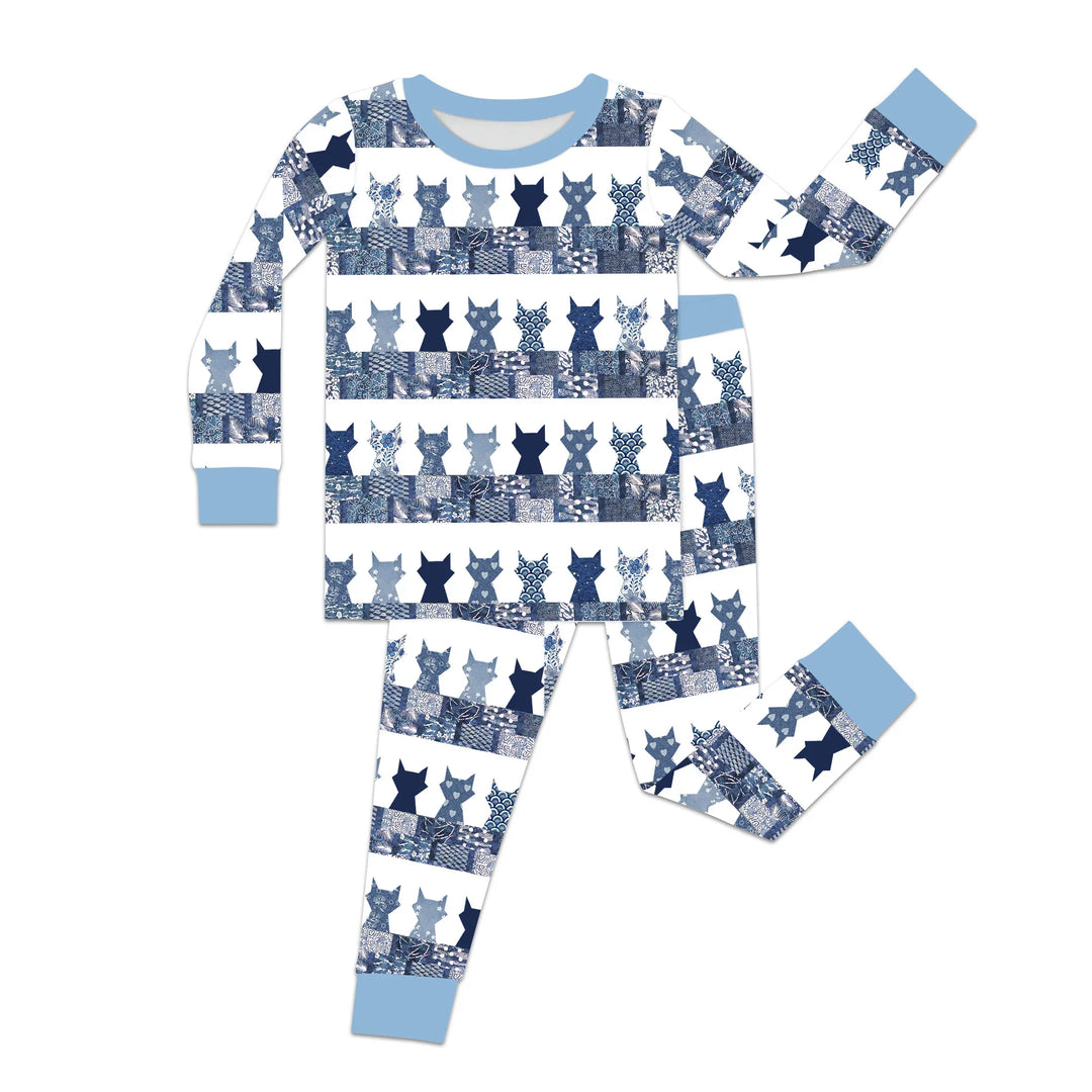 Midnight Feline Bamboo Two Piece Long Sleeve Pajama Set