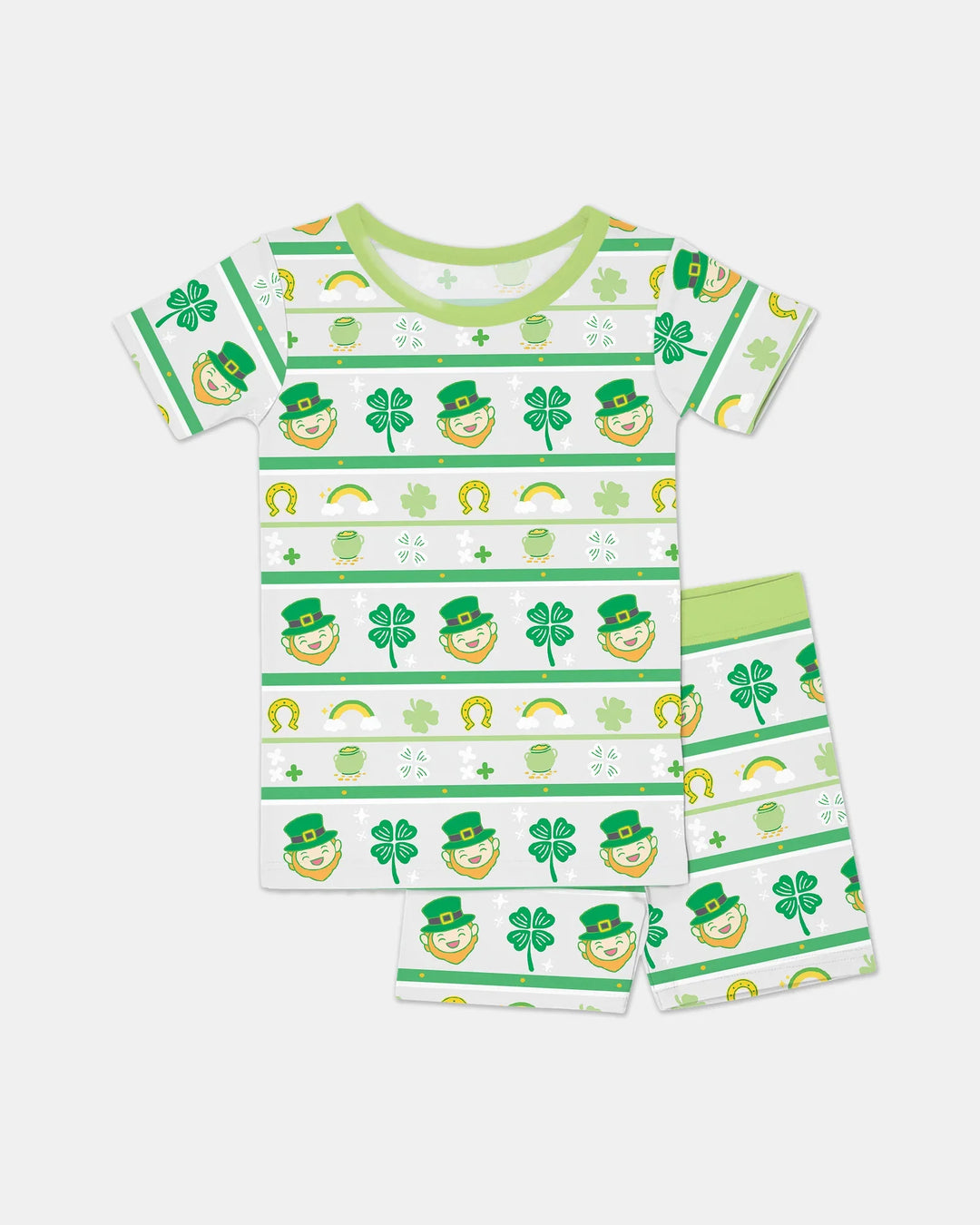 Happy Saint Patrick's Day Bamboo Two Piece Short Sleeve Shorts Pajama Set