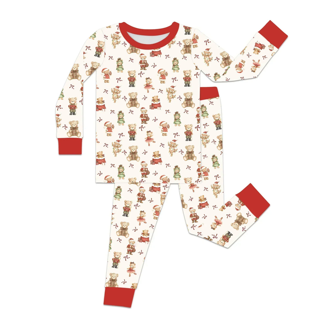 Christmas Teddy Bears Bamboo Two Piece Long Sleeve Pajama Set