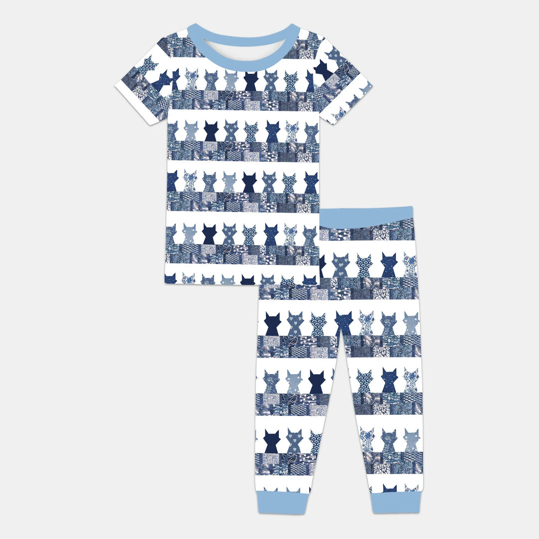 Midnight Feline Bamboo Two Piece Short Sleeve Pajama Set