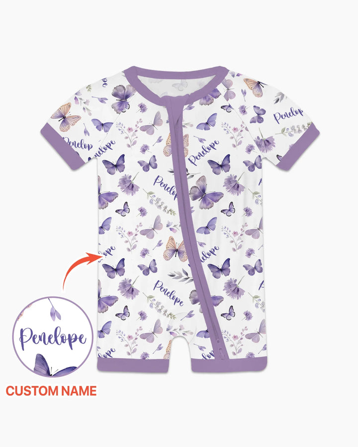 Custom Name Lilac Bloom Bamboo Shorty Zippy