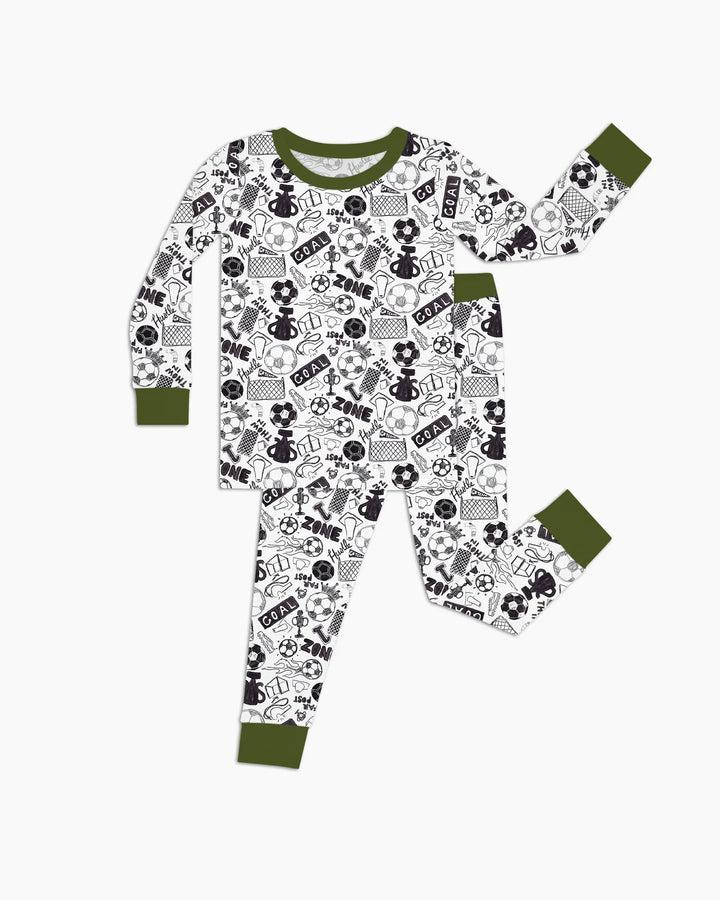 Soccer Doodle Bamboo Two Piece Long Sleeve Pajama Set