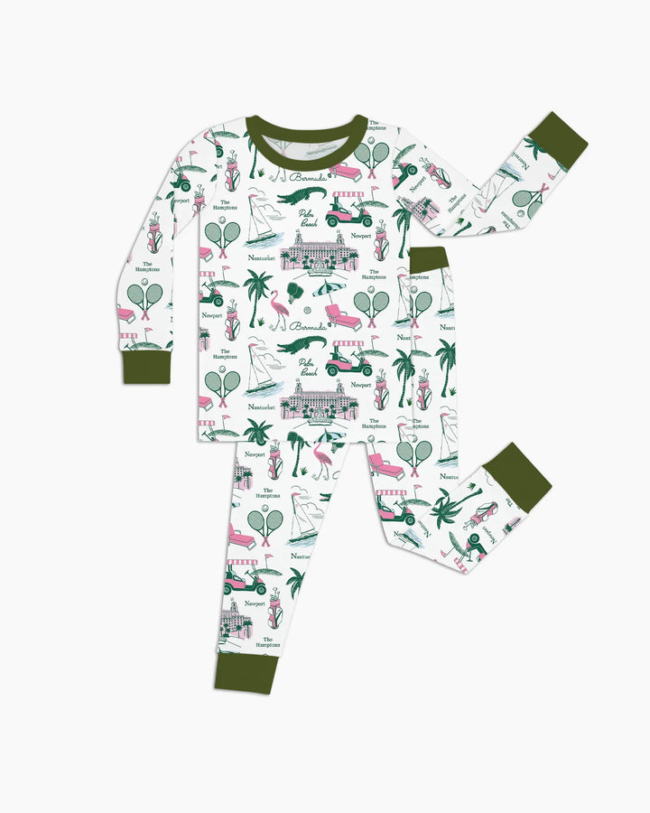 Preppy Palm Getaway Bamboo Two Piece Long Sleeve Pajama Set