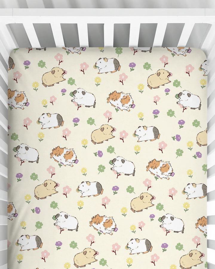 Guinea Pig Garden Bamboo Fitted Crib Sheet